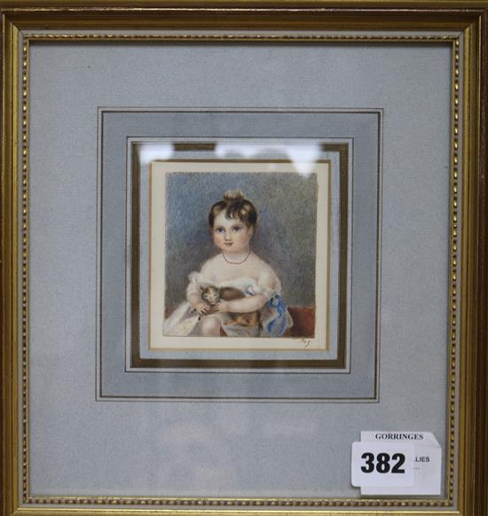 Margaret Gillies (1803-1887) My Favourite Pussy 3.25 x 3in.